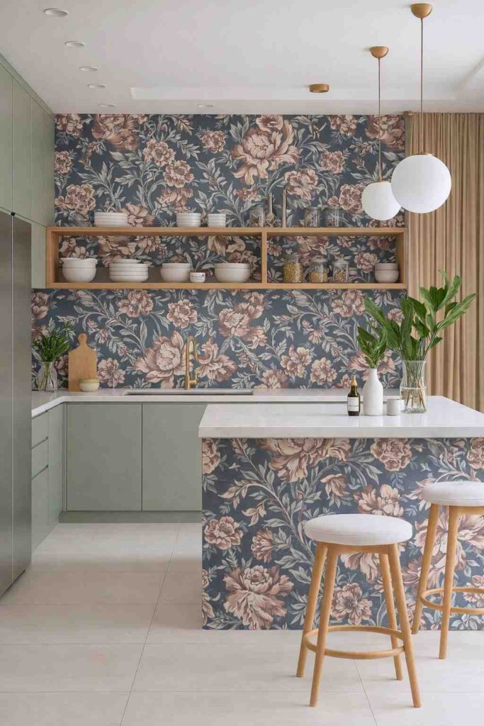 Amelia Indigo Blue Wallpaper