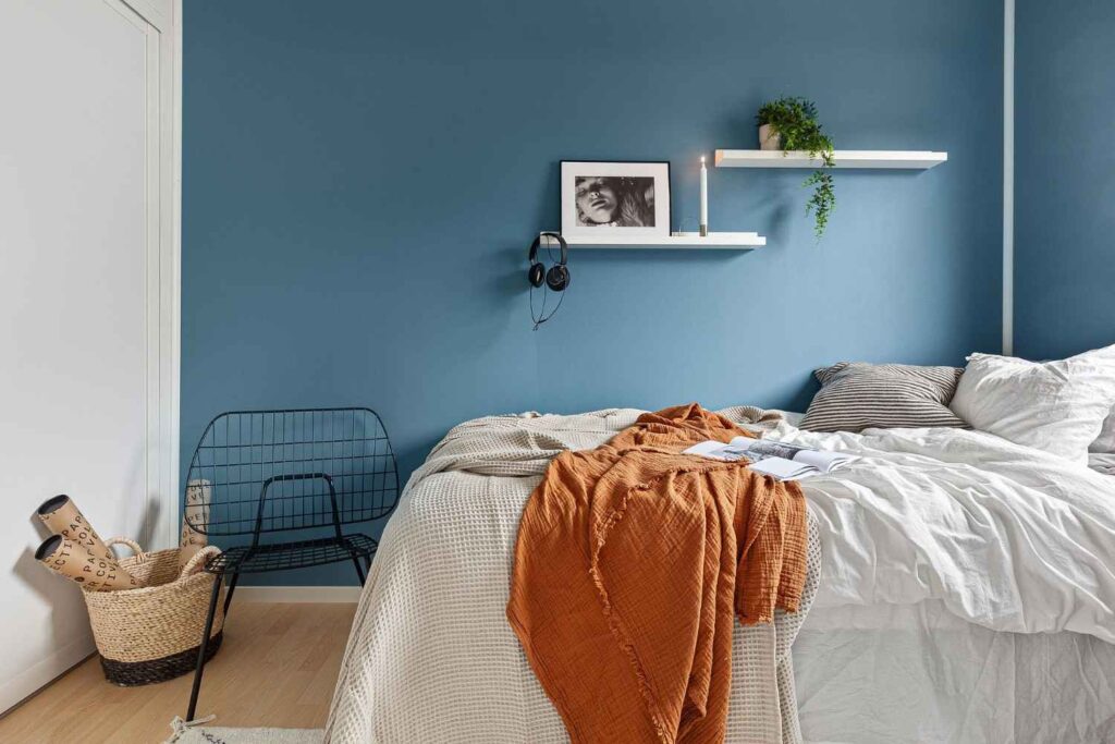 Bedroom Idea : Cozy Blue Accent Bedroom