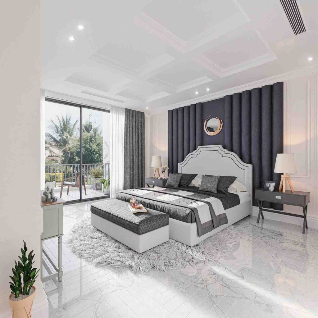 Bedroom Idea : Modern Luxury Bedroom With Balcony View