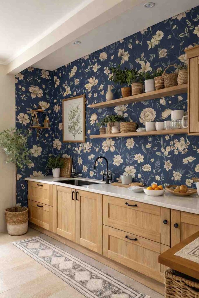 Bold Indigo Kitchen Wallpaper Style