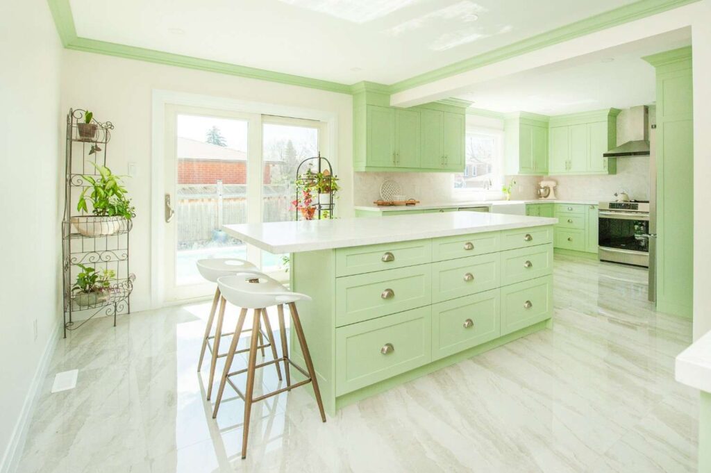 Bright Sage Green Kitchen Island