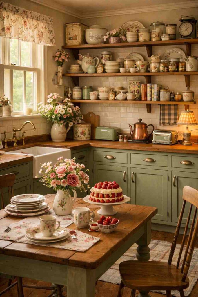 Cozy Cottage Style Sage Green Kitchen