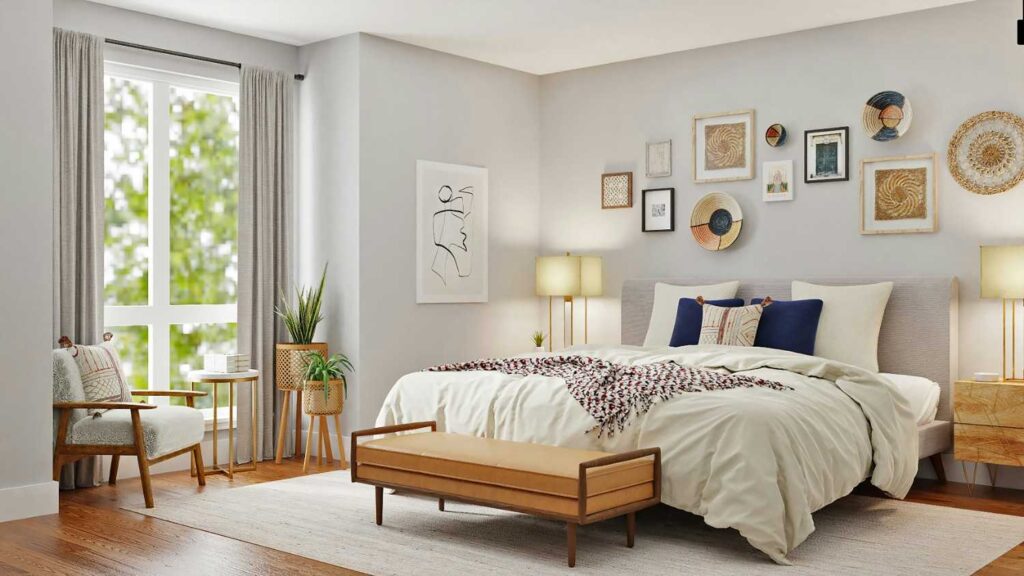 Cozy Modern Bedroom With Wall Decor