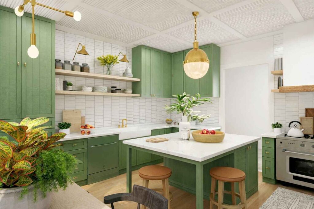Cozy Sage Green Farmhouse Kitchen