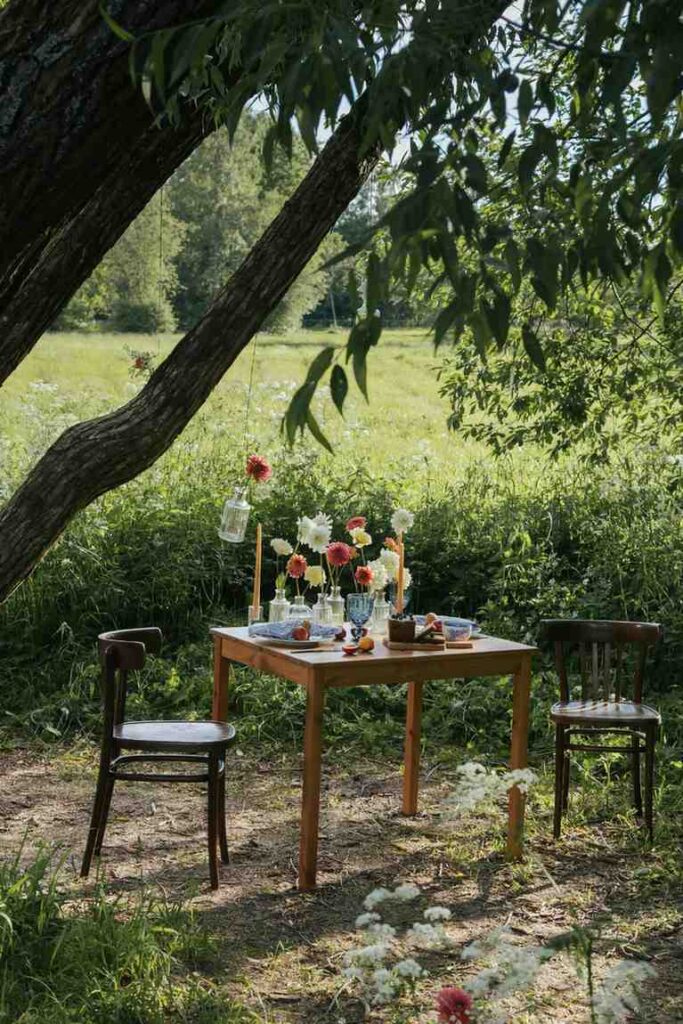 Create a Peaceful Outdoor Table Setting Under a Tree