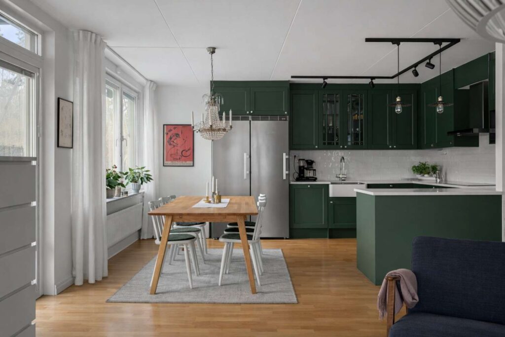 Dark Sage Green Modern Kitchen image 