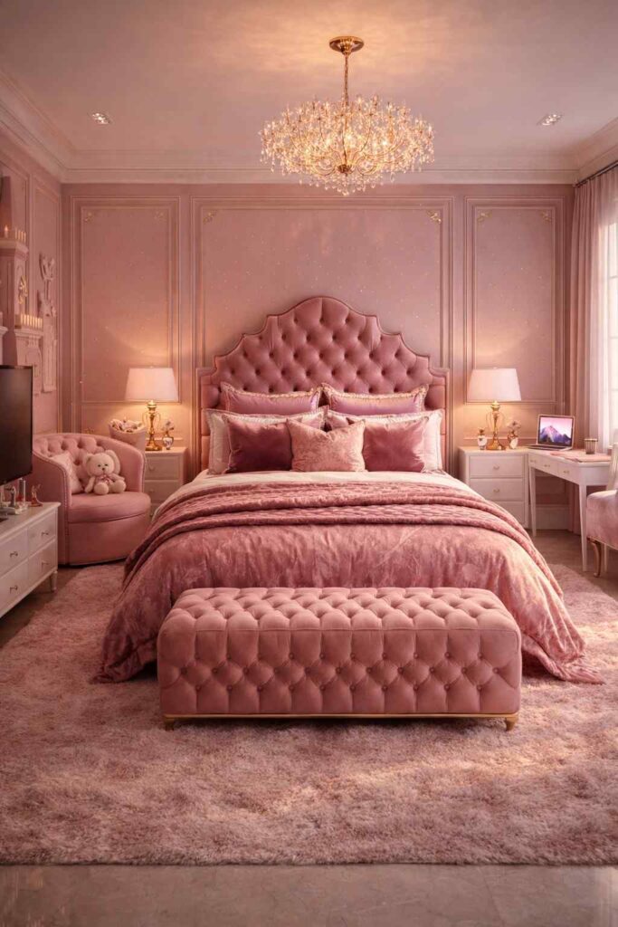 Dusty Pink Royal Princess Bedroom