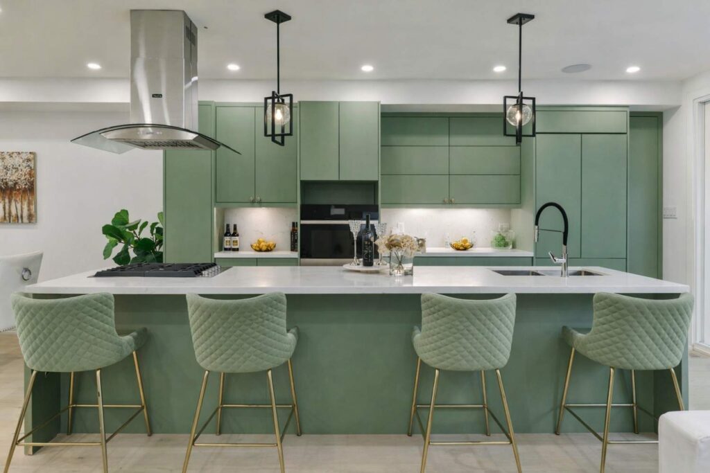 Elegant Sage Green Modern Kitchen