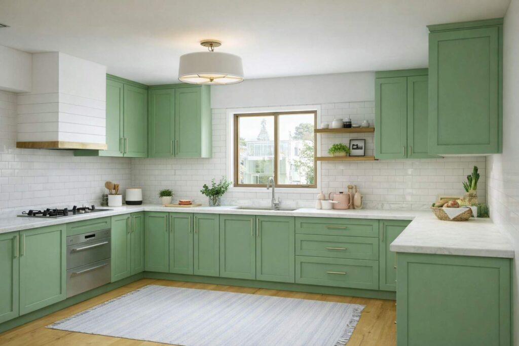 Fresh Leaf Green Kitchen Design