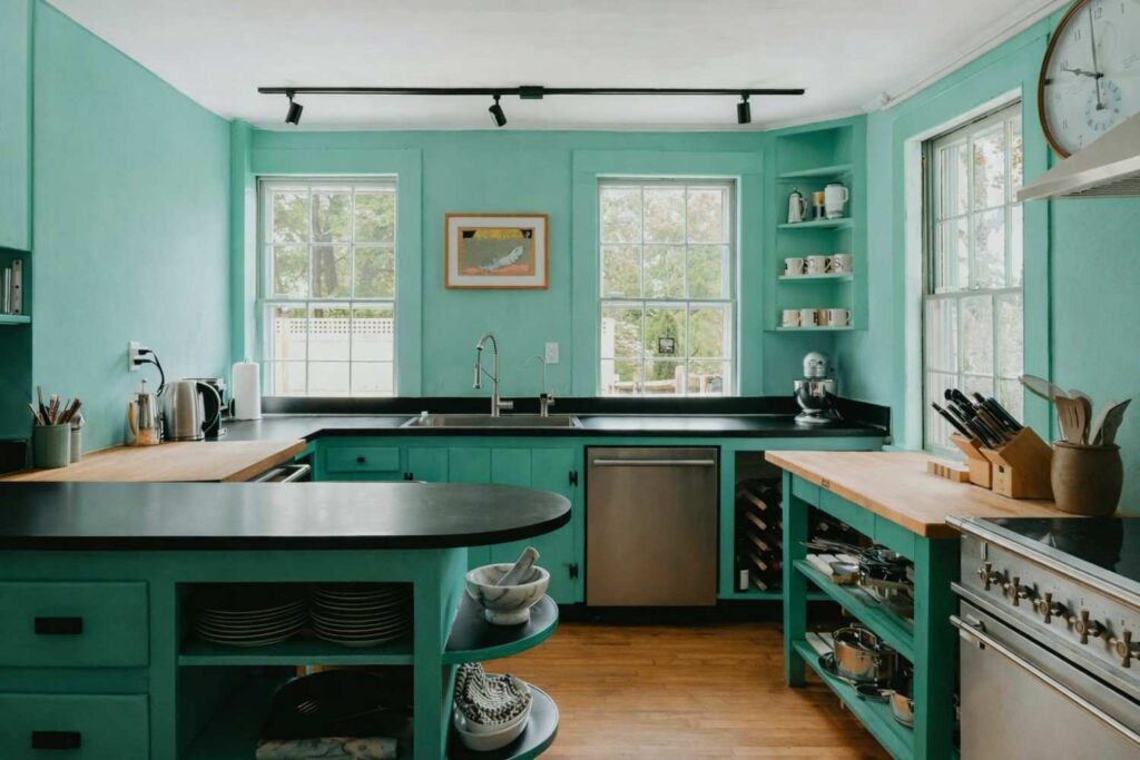 Fresh Turquoise Green Cozy Kitchen