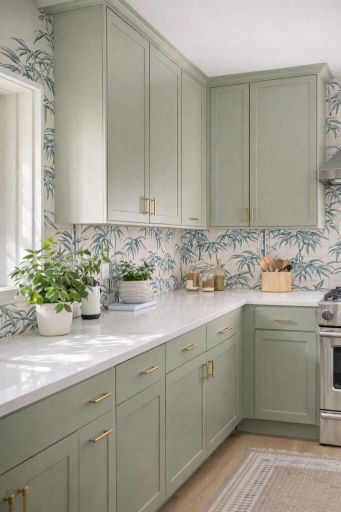 Leon Misty Blue & Green Wallpaper