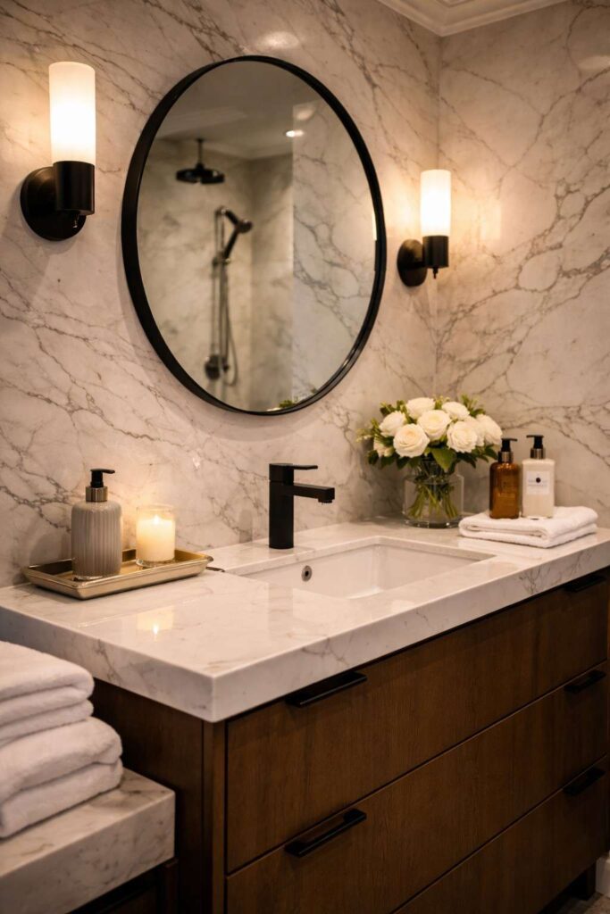Luxury Bathroom With Black Fixtures