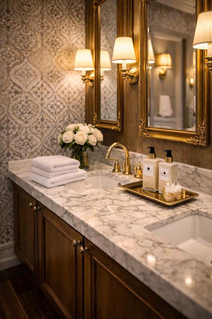 Luxury Bathroom With Elegant Tiles