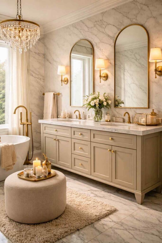 Luxury Bathroom With Gold Fixtures