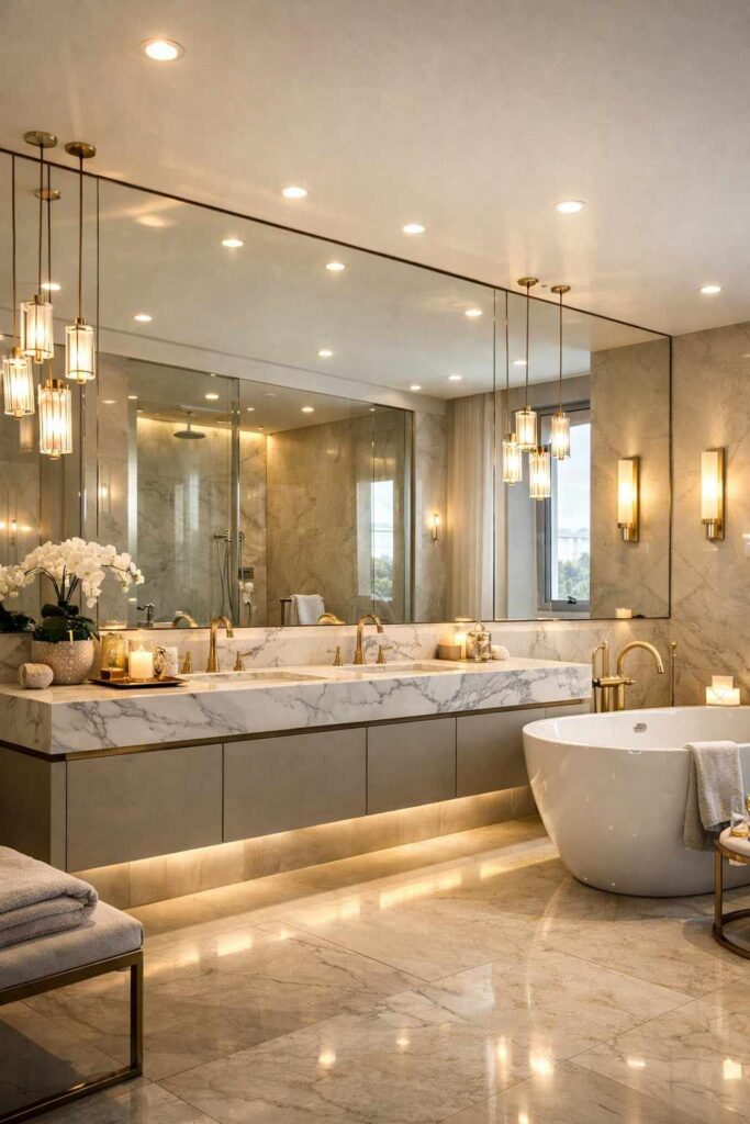 Luxury Bathroom With Large Mirror