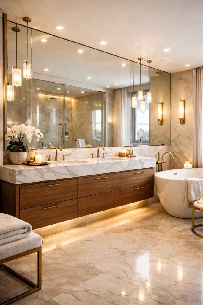 Luxury Bathroom With Wooden Accents