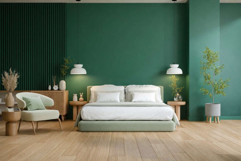 Minimal Green Bedroom