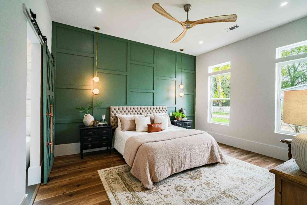 Modern Green Panel Bedroom