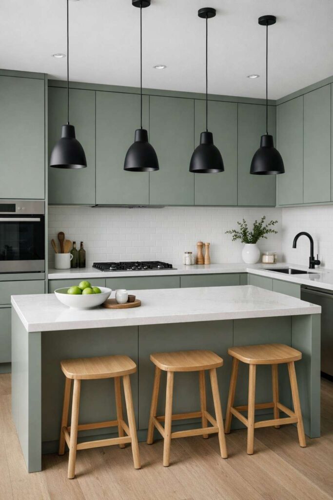 Modern Sage Green Kitchen Cabinets
