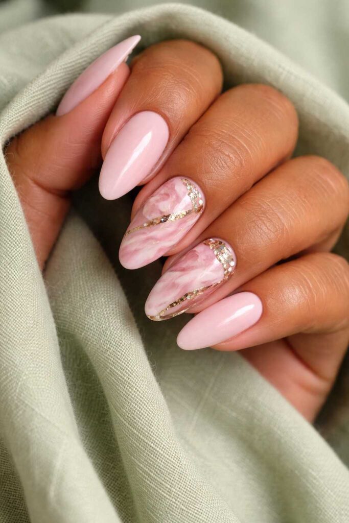 Pink Marble Nail Idea
