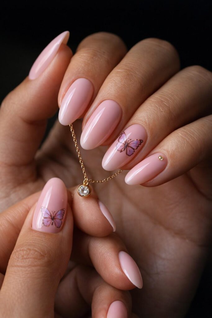 Pink and Pearl Nails Idea