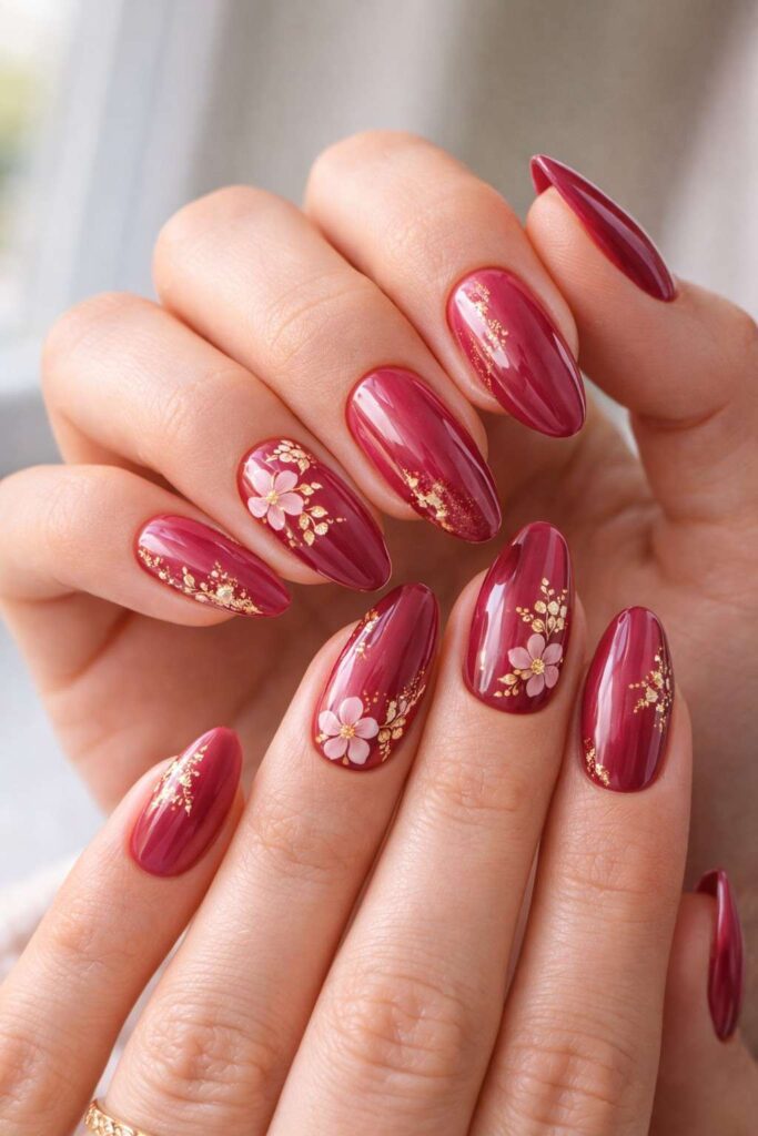 Pink and Gold Nail Idea