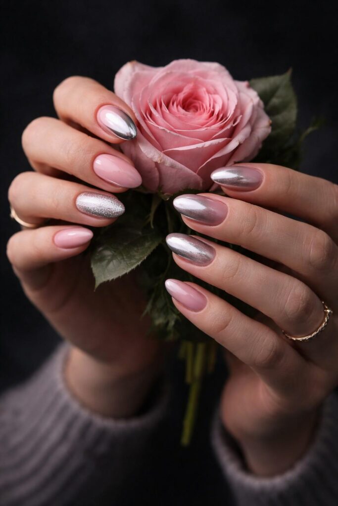 Pink and Silver Nail Ideas