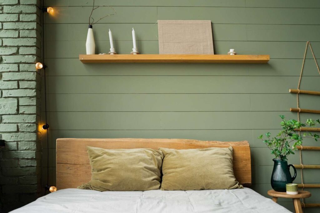 Rustic Green Cozy Bedroom