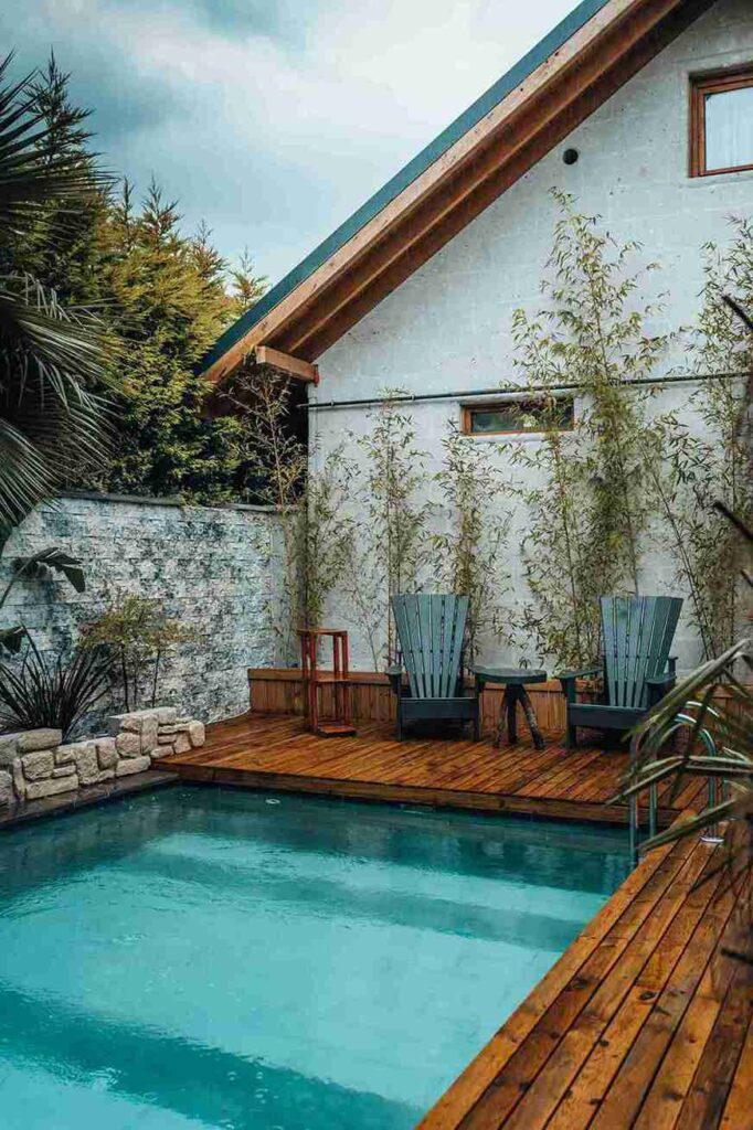 Cozy Wooden Deck Swim Spa