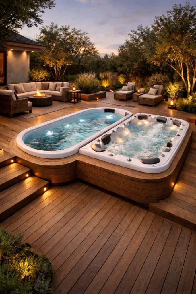 Luxury Backyard Hot Tub & Swim Spa Setup