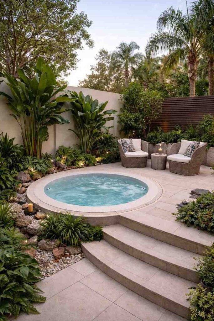 Modern Daylight Backyard Spa Escape