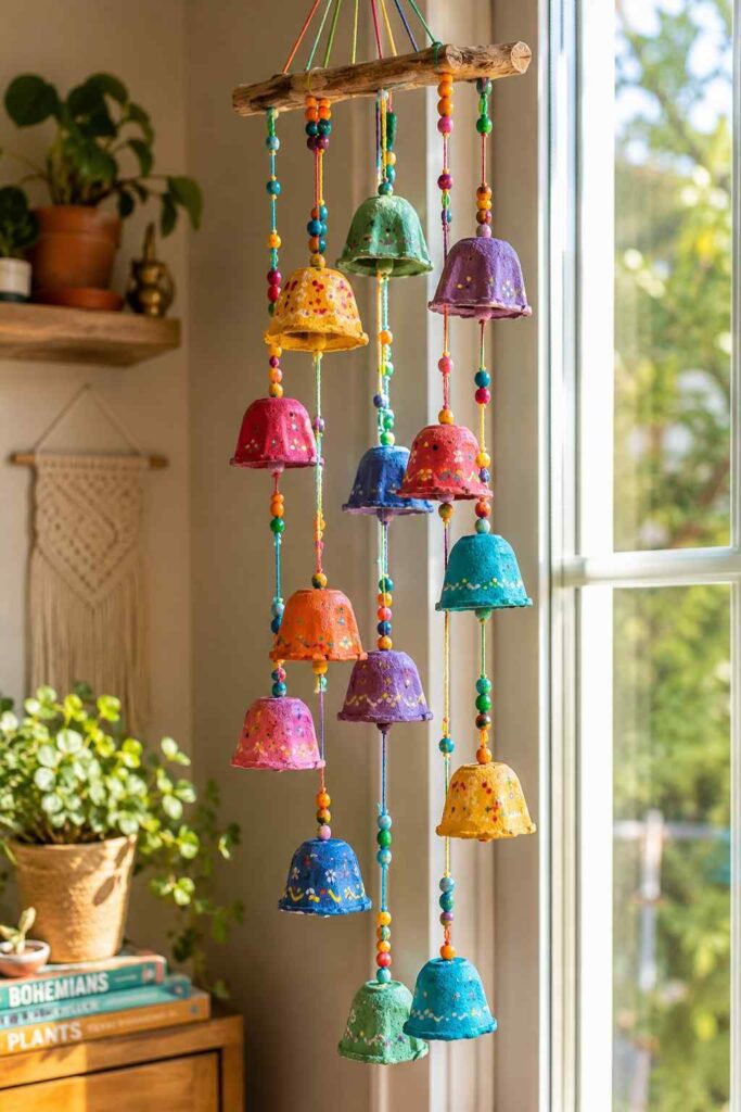25 Genius Egg Carton Crafts That Look Surprisingly Beautiful 8 Bell Wind Chime