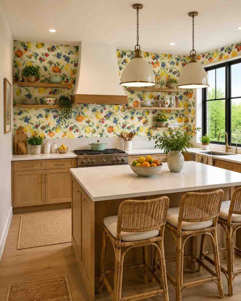 10 Stunning Kitchen Wallpaper Ideas That Instantly Upgrade Your Space 5 Fruit & Food Theme Kitchen Wallpaper