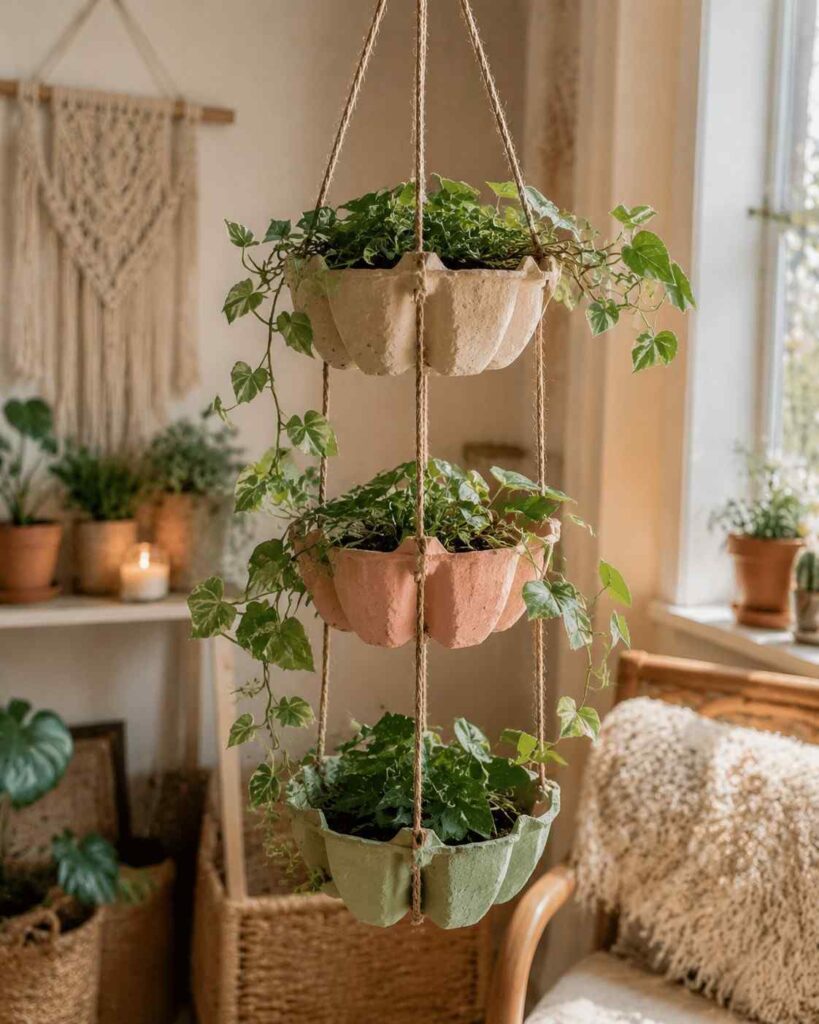 25 Genius Egg Carton Crafts That Look Surprisingly Beautiful 26 Hanging Planter