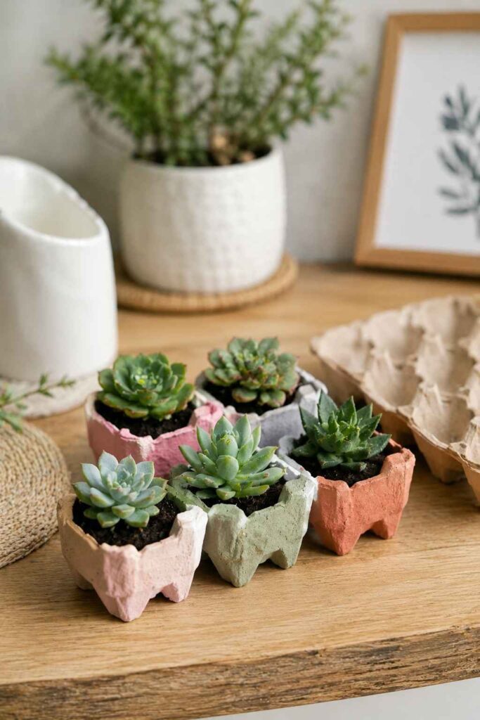 25 Genius Egg Carton Crafts That Look Surprisingly Beautiful 4 Mini Succulent Planters
