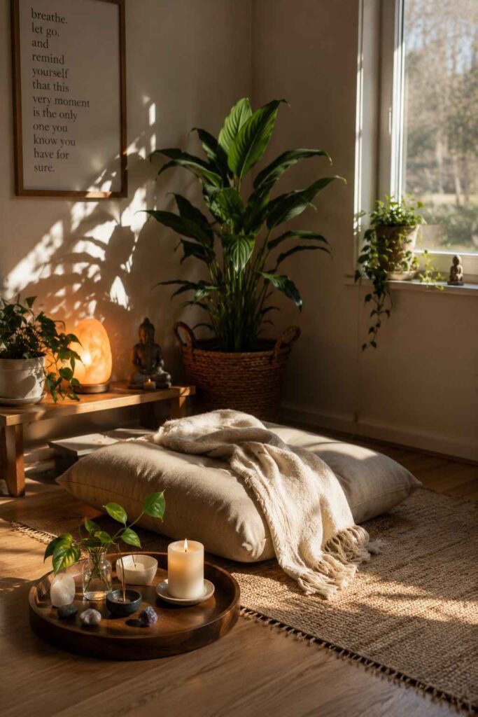 10 Cozy Nature-Inspired Corner Ideas for a Peaceful Home 5 Small Meditation Space with Natural Decor