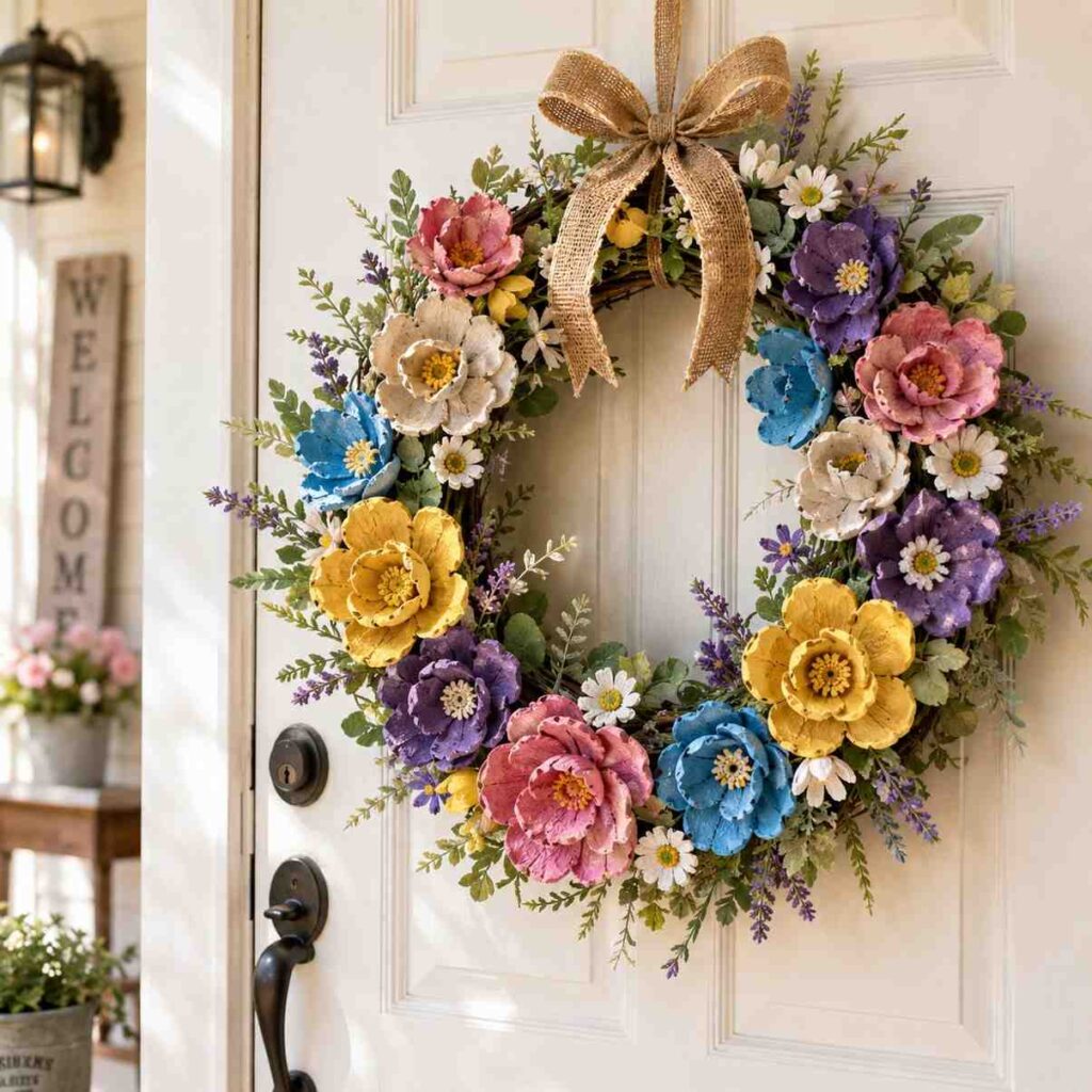 25 Genius Egg Carton Crafts That Look Surprisingly Beautiful 18 Spring Floral Wreath