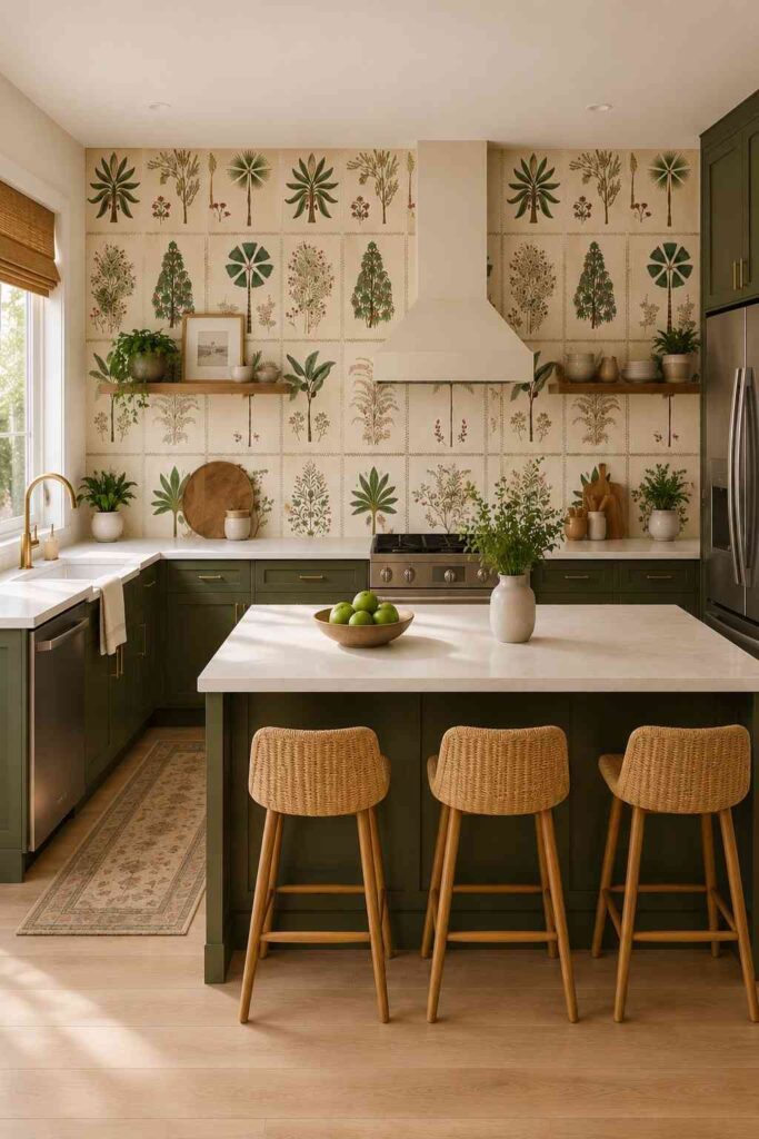 10 Stunning Kitchen Wallpaper Ideas That Instantly Upgrade Your Space 12 Vintage Botanical Kitchen Wallpaper