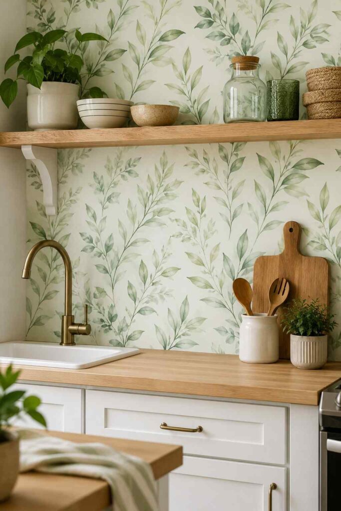 15 Peel and Stick Kitchen Wallpaper Ideas for Renters 5 Breezy Green Peel and Stick Wallpaper
