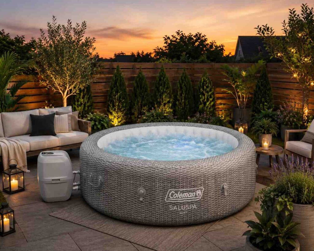 Create a Cozy Backyard Escape with an Energy-Efficient Round Hot Tub