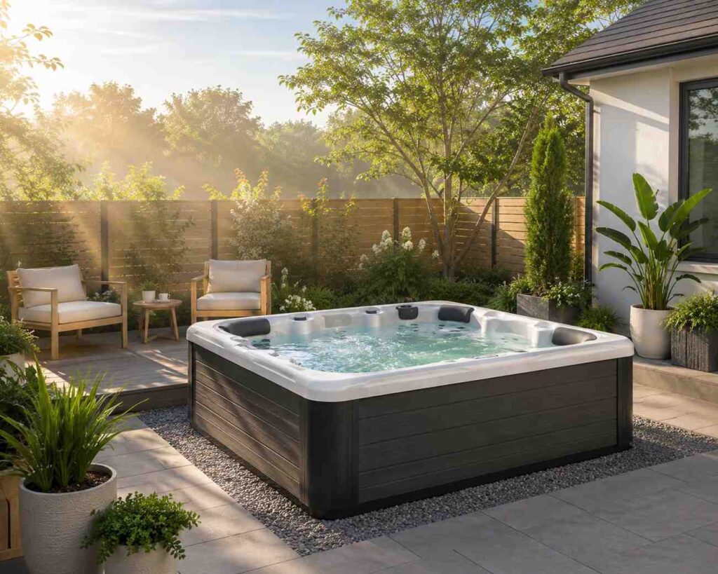 Create a Modern Backyard Retreat with a Stylish 6-Person Hot Tub