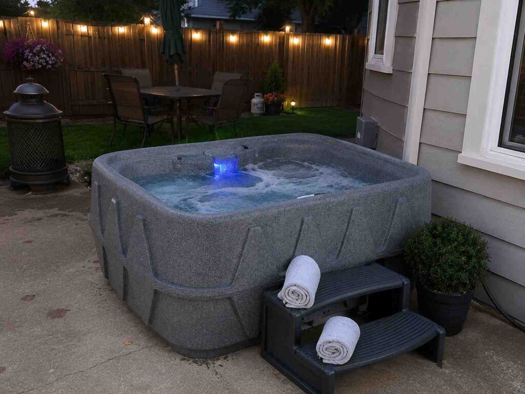 Create a Relaxing Backyard Retreat with a 4-Person Plug & Play Hot Tub