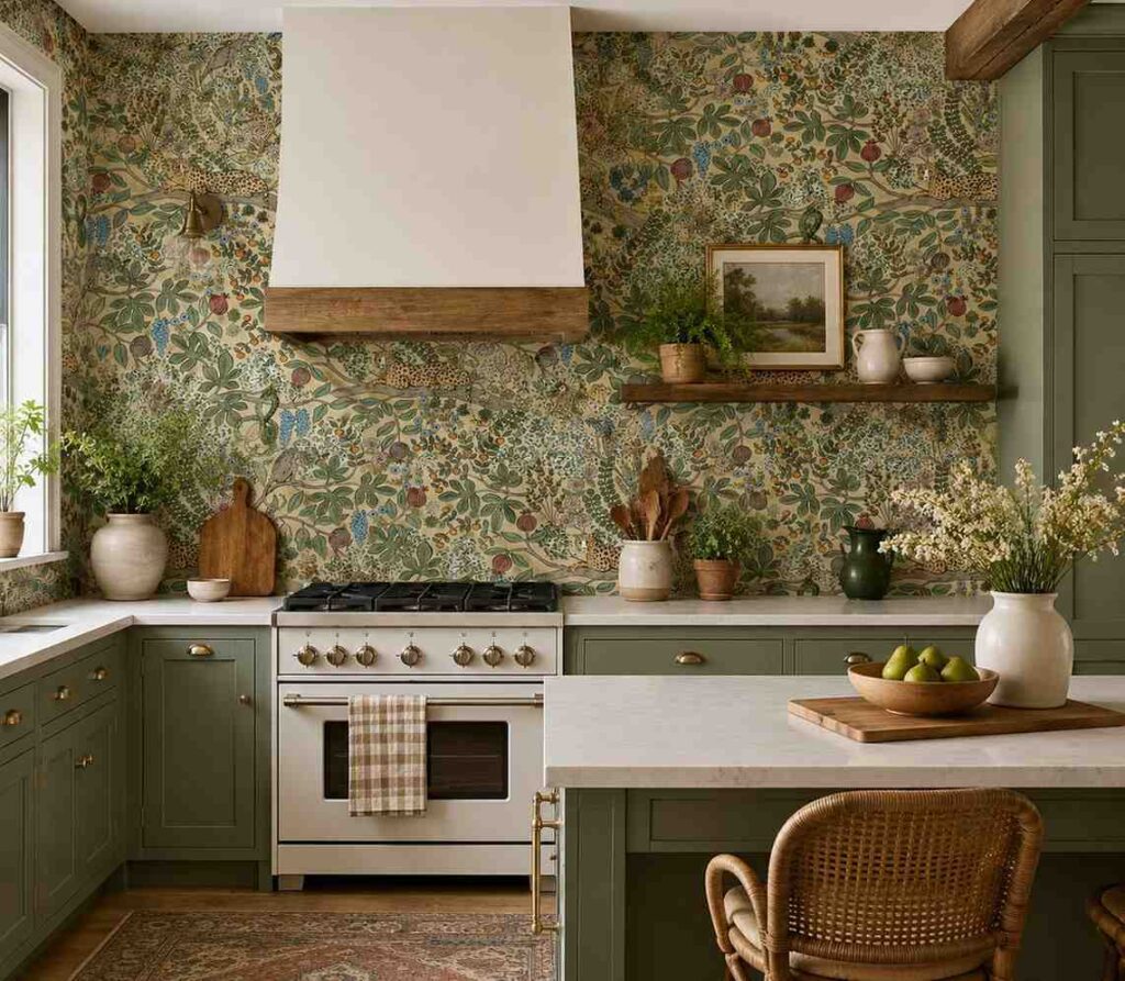15 Peel and Stick Kitchen Wallpaper Ideas for Renters 13 Jungle Safari Botanical Peel and Stick Wallpaper