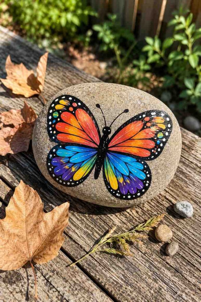 Colorful-Butterfly-Painted-Rock Colorful Butterfly Painted Rock