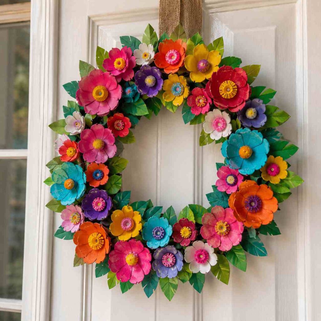 Colorful Egg Carton Flower Wreath Colorful Egg Carton Flower Wreath