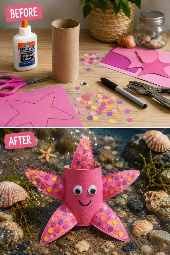 Colorful-Starfish-Toilet-Paper-Roll-Craft Colorful Starfish Toilet Paper Roll Craft