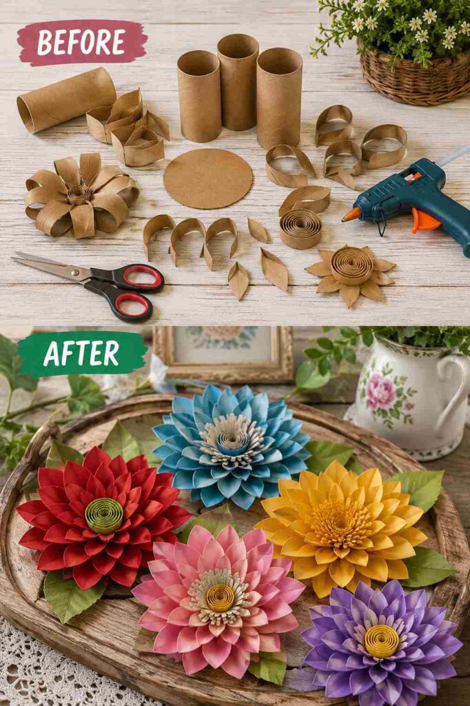 Colorful Toilet Paper Roll Dahlias Colorful Toilet Paper Roll Dahlias