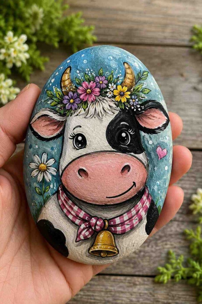 35 Beautiful Painted Rock Ideas to Brighten Your Home and Garden 12 Curious Highland Cow Painted Rock