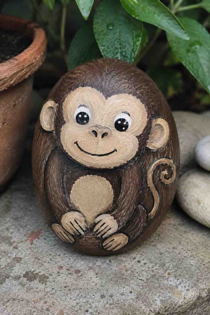 Cute-Monkey-Painted-Rock Cute Monkey Painted Rock