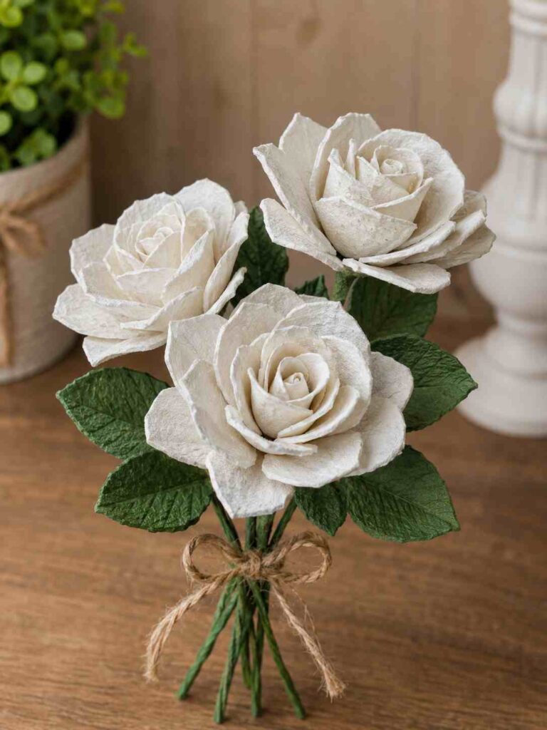 15 Stunning Egg Carton Flowers That Look Like Real Blooms 3 Elegant White Egg Carton Rose Bouquet